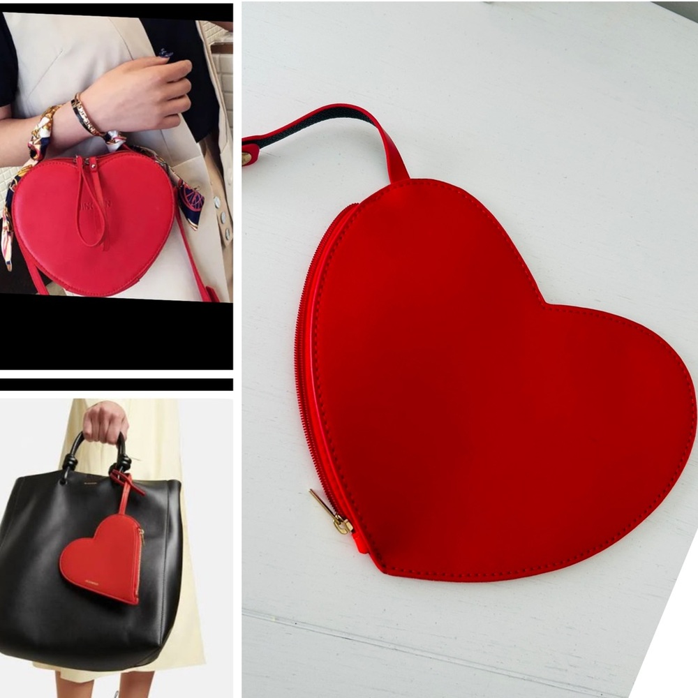 Heart-Shaped Red Women's Wristlet Charm Coin Purse Phone Holder